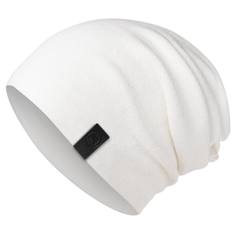 Revony Warm Slouchy Beanie Hat - Deliciously Soft Daily Beanie in Fine Knit White - Image 1